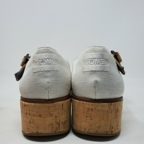 TOMS Harper Canvas Open Toe Platform Wedge - Picture 4 of 8